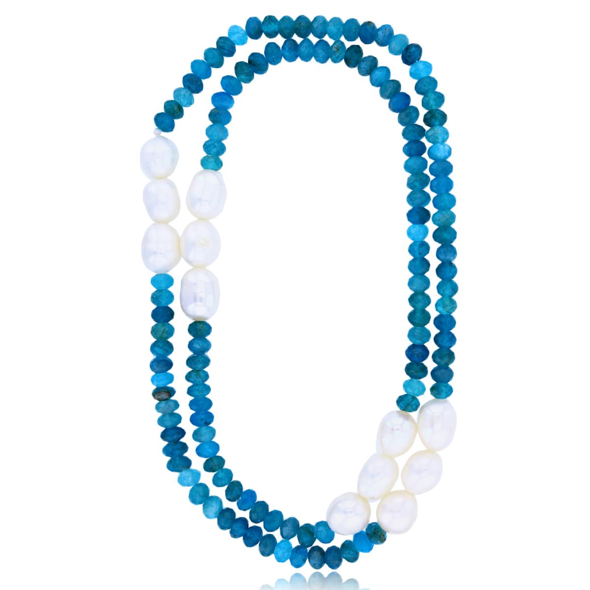 7-8mm Oval FWP & 4x5mm Apatite 36" Necklace