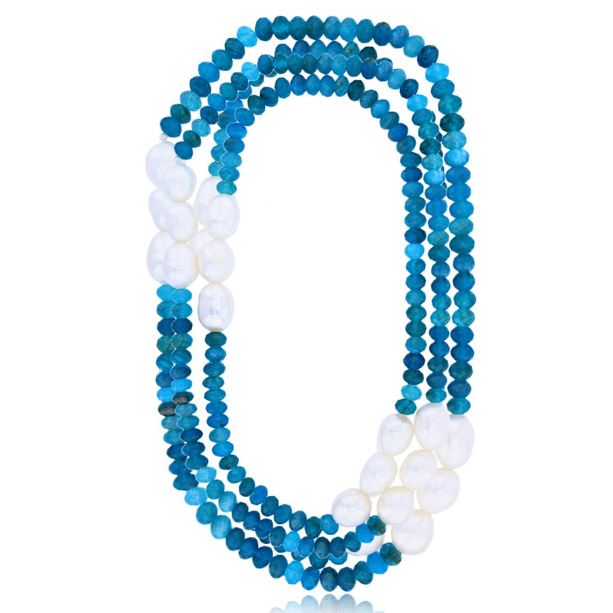 7-8mm Oval FWP & 4x5mm Apatite 100" Necklace