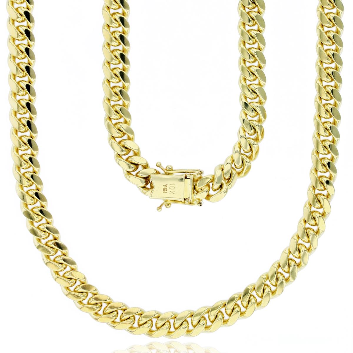 10K Yellow Gold 7mm 24" 210 Solid Miami Cuban Chain with Box Lock