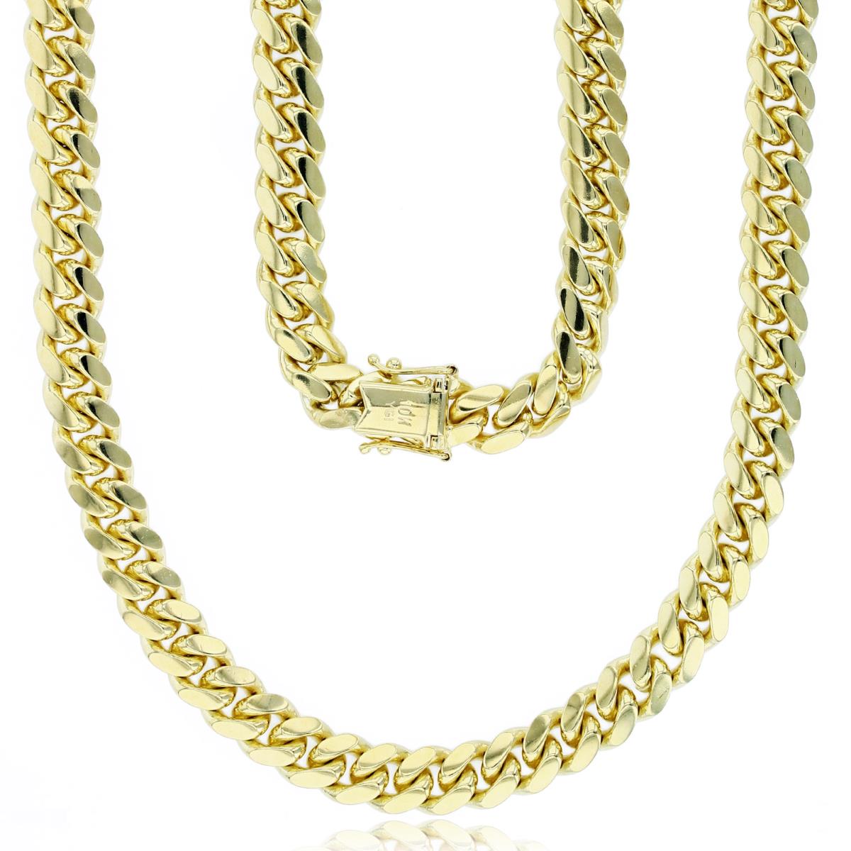 10K Yellow Gold 24" 250 Solid Miami Cuban Chain with Box Lock