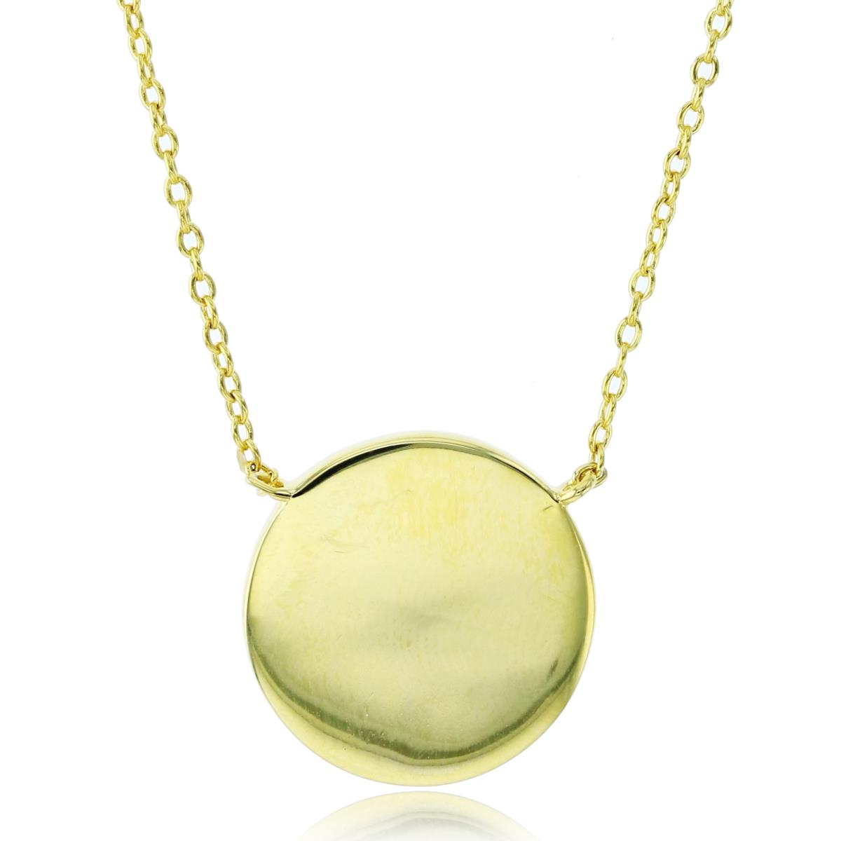 Sterling Silver Yellow 15mm High Polish Disk 16+2"Necklace