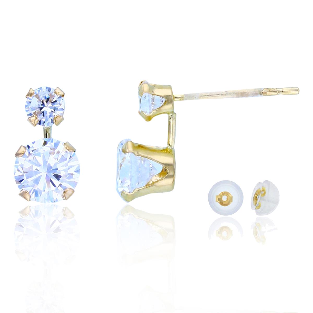 14K Yellow Gold 3mm & 5mm Rnd CZ  Top/Bottom Studs with Silicon Backs