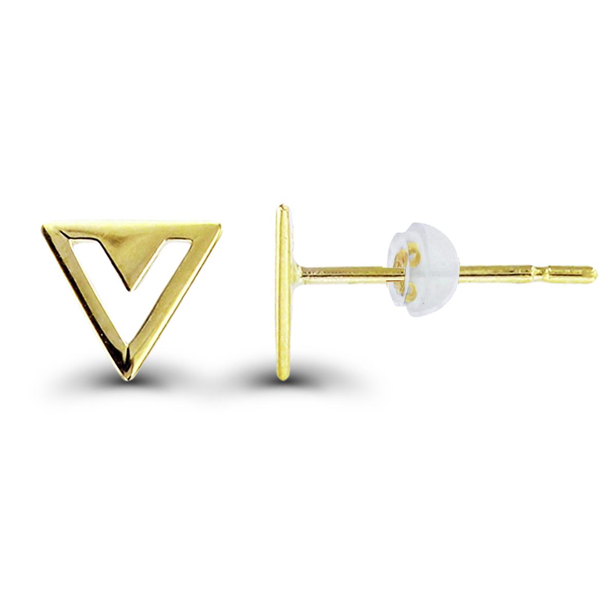 14K Yellow Gold High Polish Triangle Studs with Silicon Backs