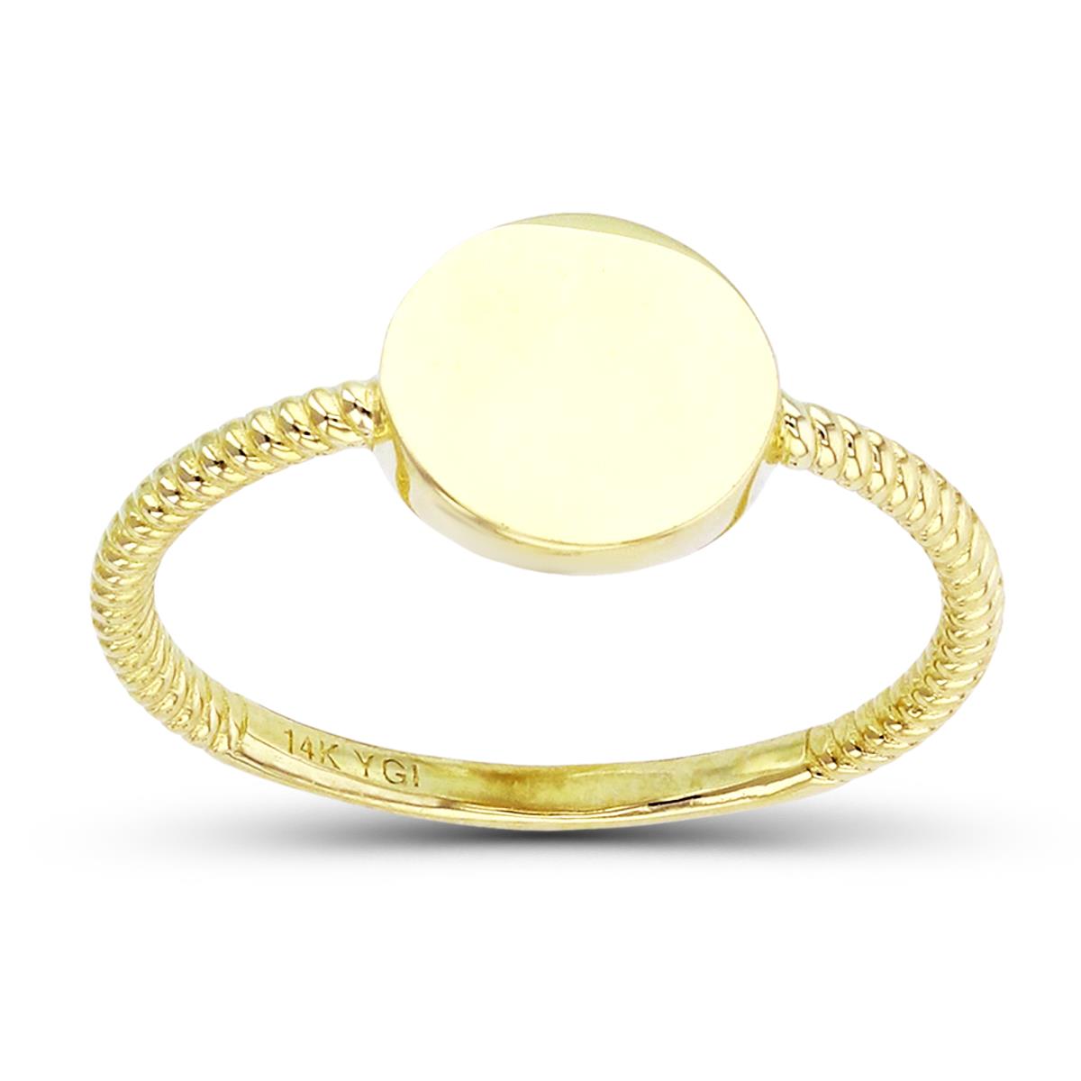 14K Yellow Gold High Polish Circle Disk Spring Ring