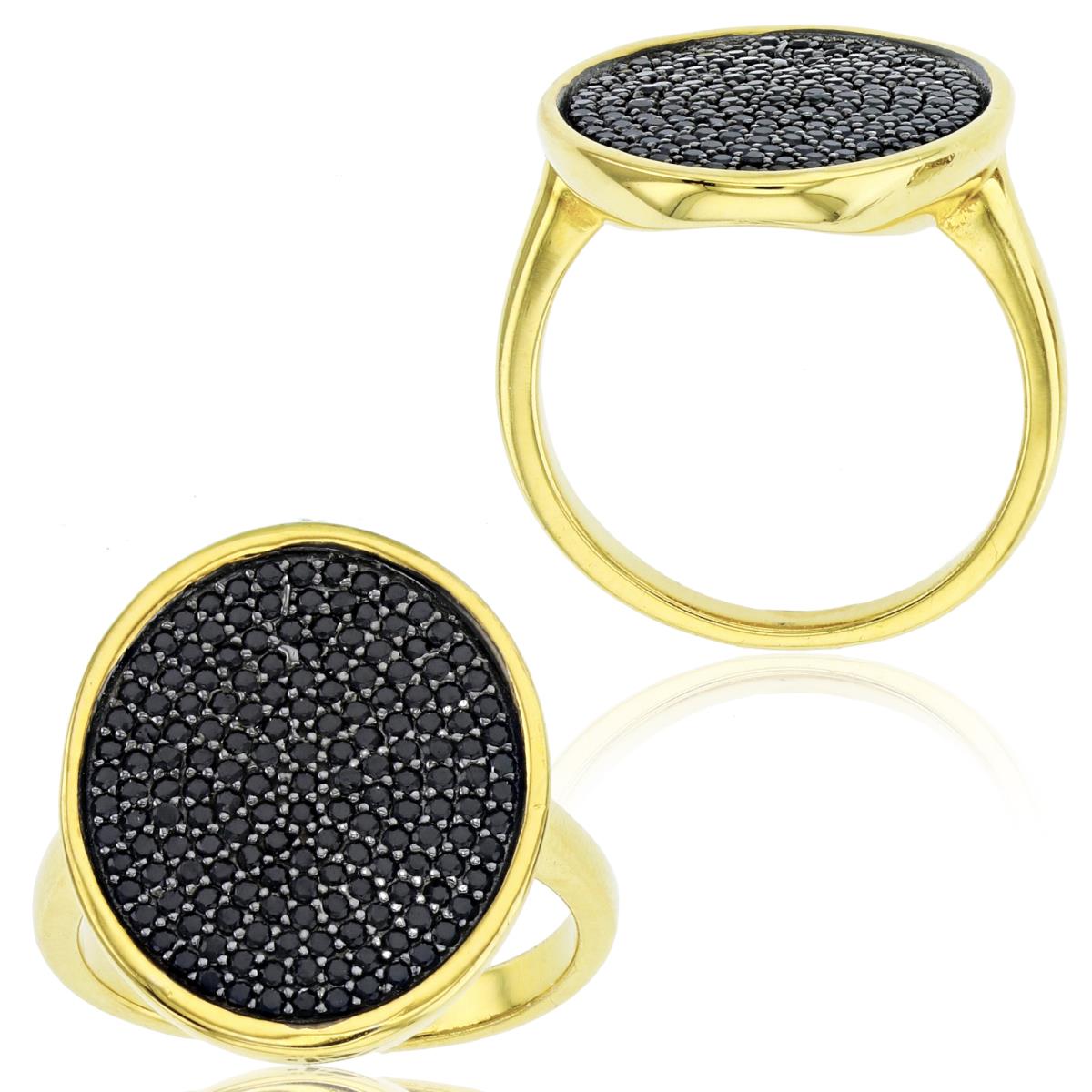 Sterling Silver Black & Yellow Paved Black Spinel Flat Fashion Ring
