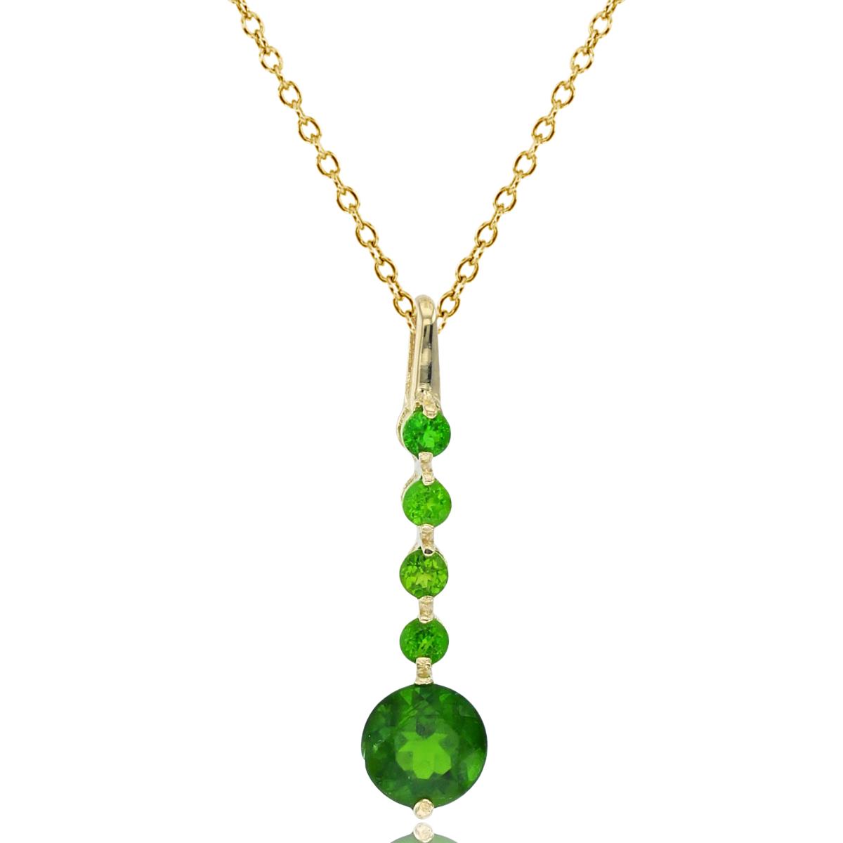 14K Yellow Gold 5mm /2mm Rnd Chrome Diopside 5-Stone Vertical 18"Necklace