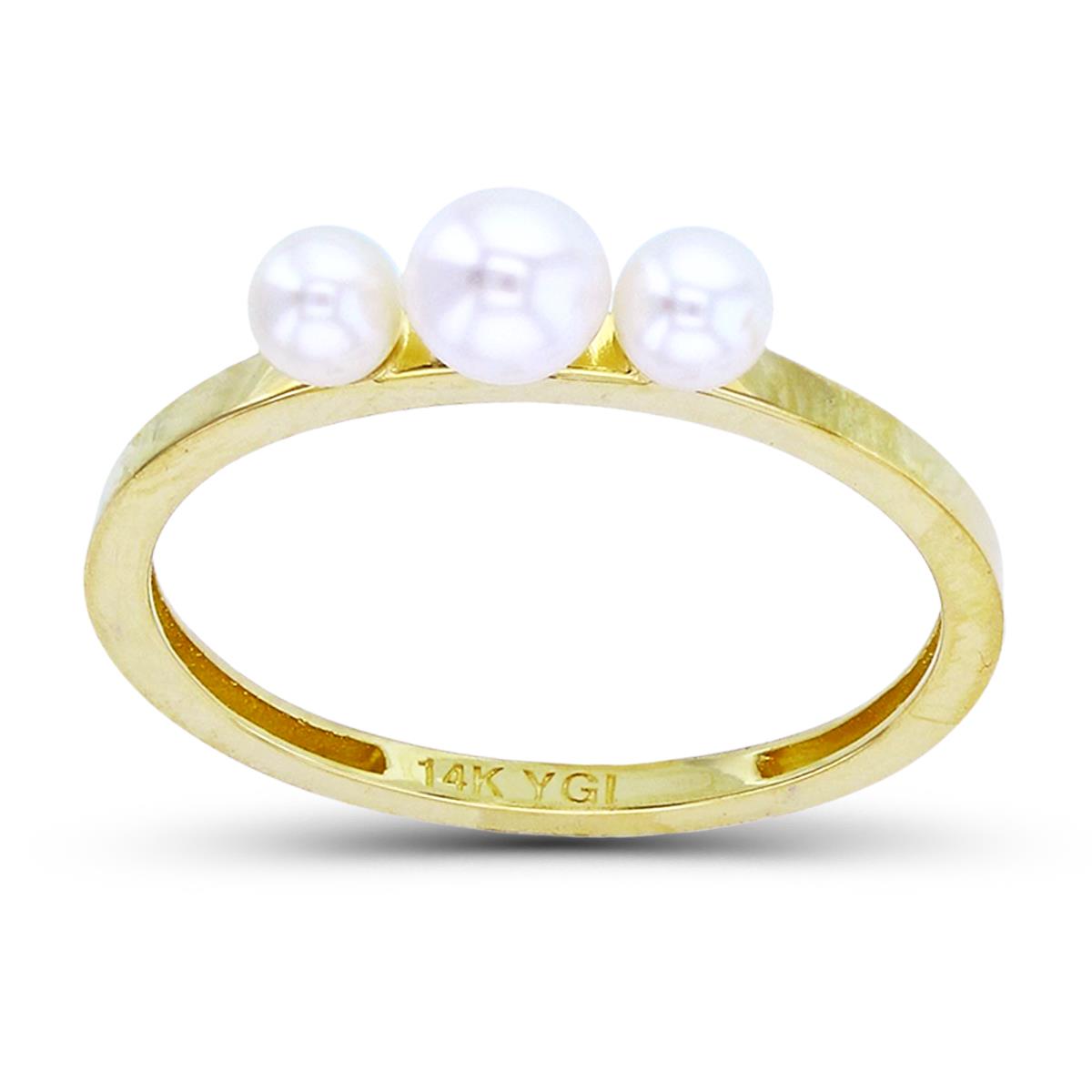 10K Yellow Gold 3mm/4mm Rnd Fresh Water Pearls Ring