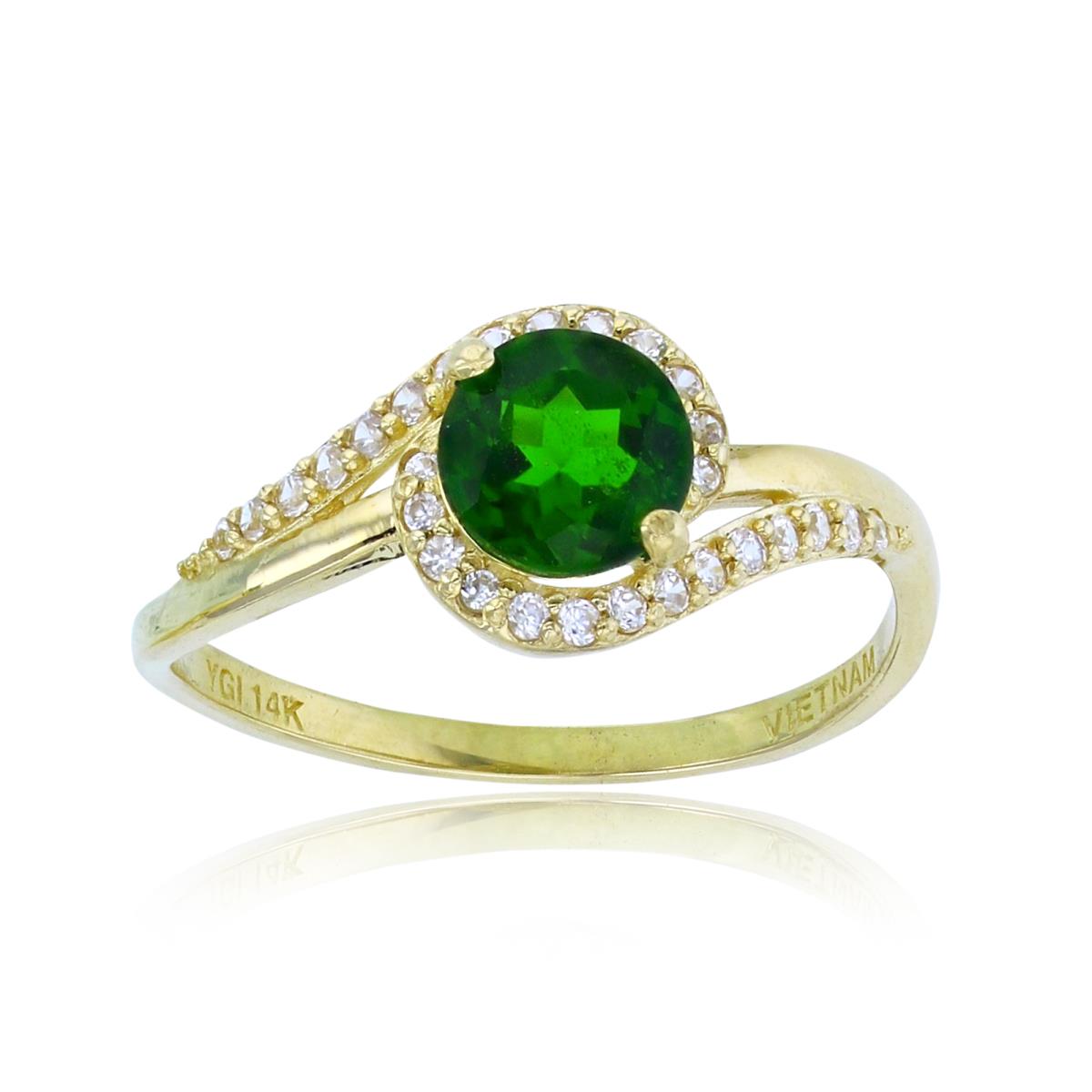 10K Yellow Gold 6mm Rnd Chrome Diopside & Wh.Zircon Invert Engagement Ring