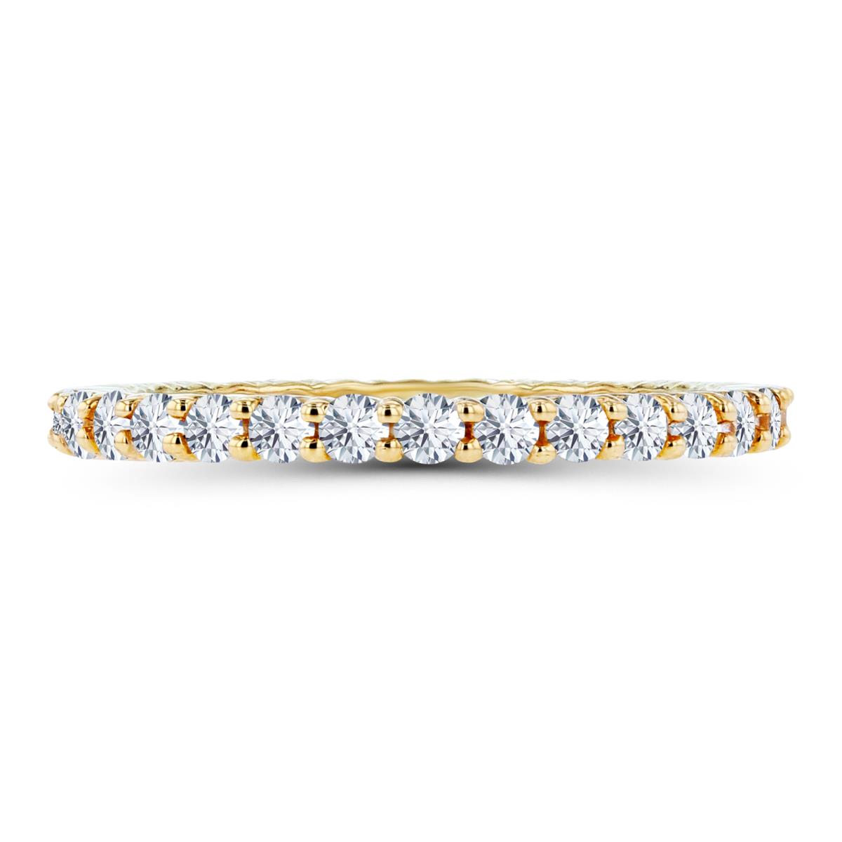 14K Yellow Gold 2mm Round Created White Sapphire Micropave Eternity Ring