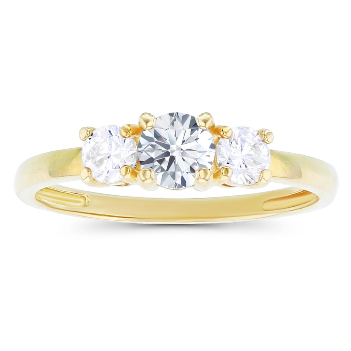 14K Yellow Gold 4.50mm & 3.50mm Created White Sapphire Sides Ring