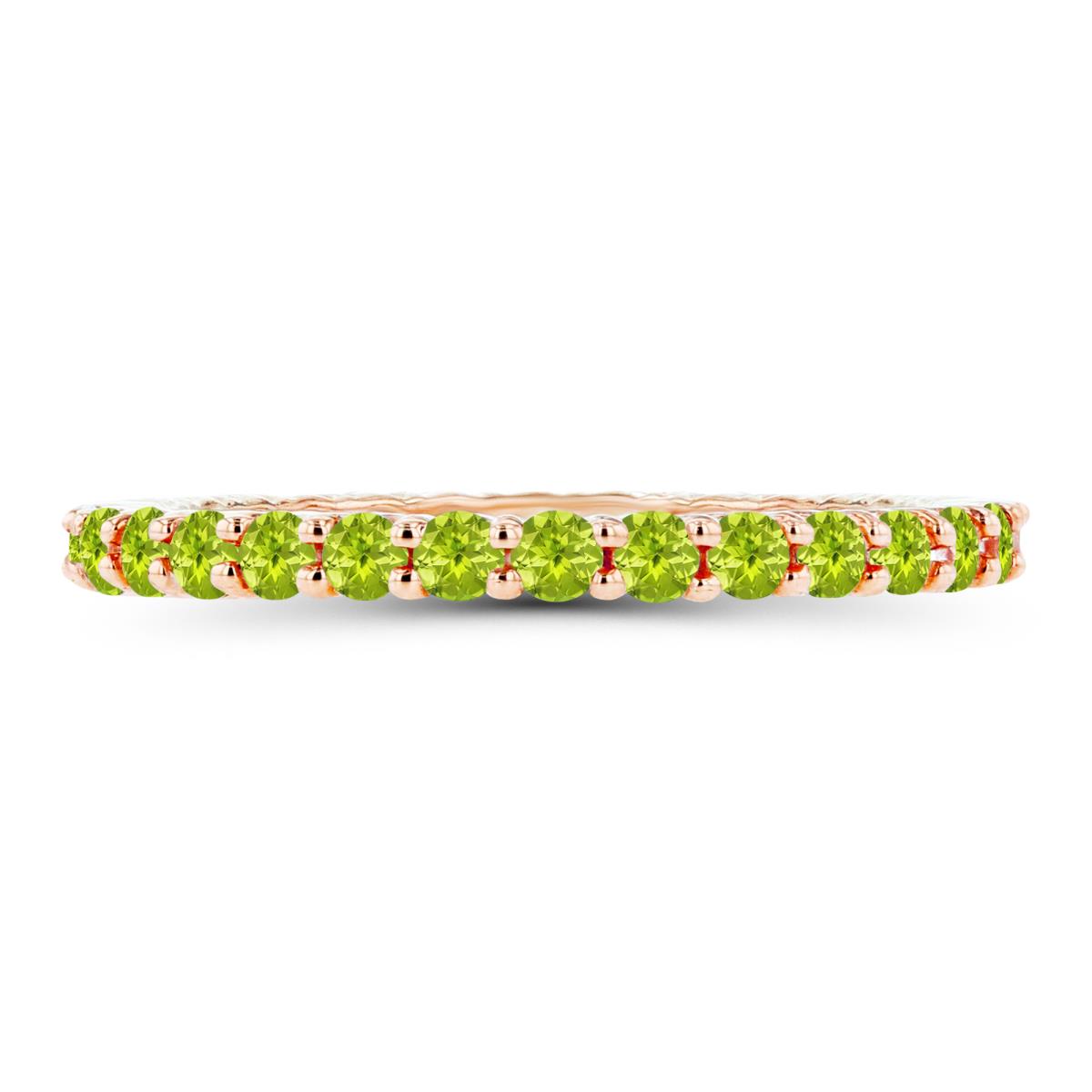 14K Rose Gold 2mm Round Peridot Micropave Eternity Ring