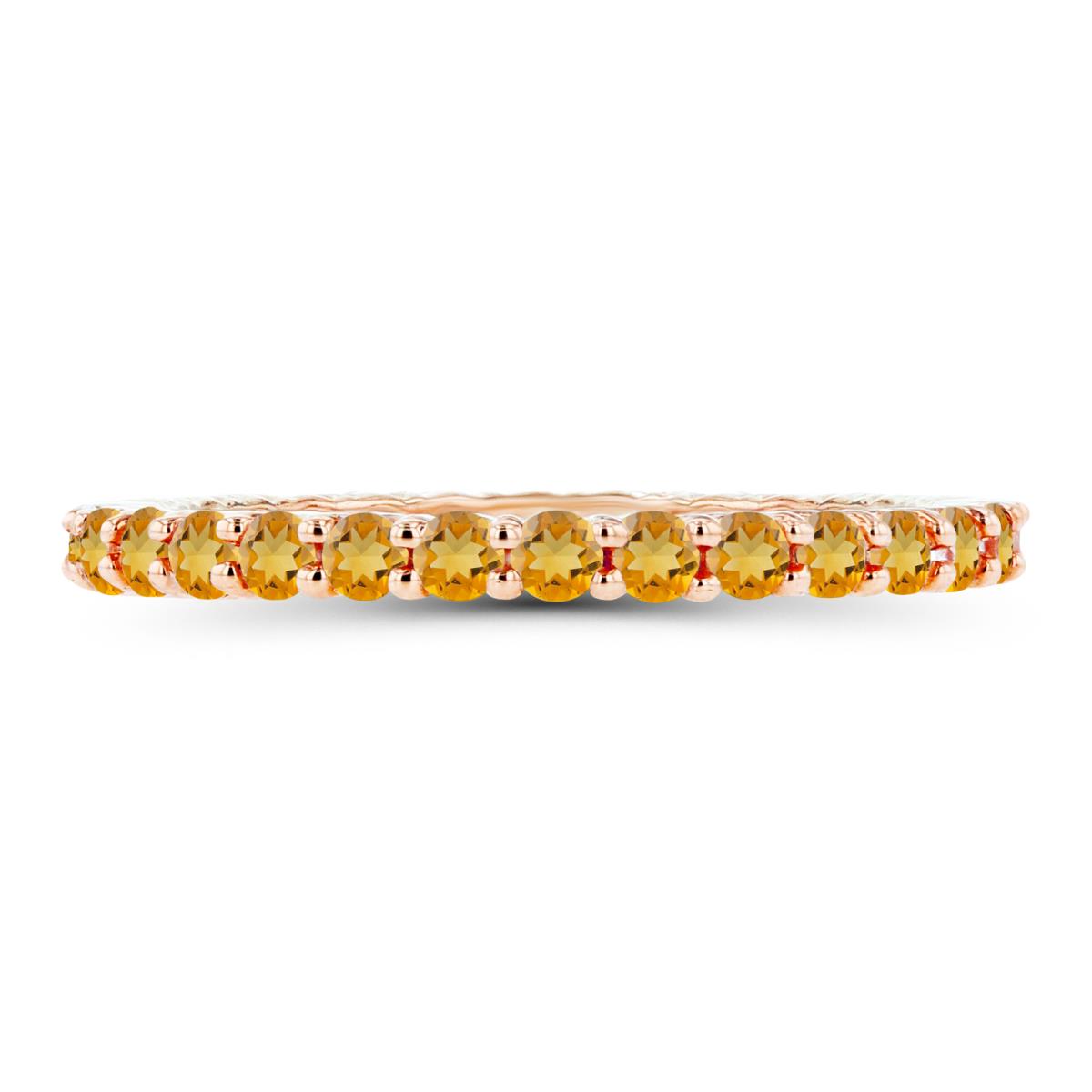 14K Rose Gold 2mm Round Citrine Micropave Eternity Ring