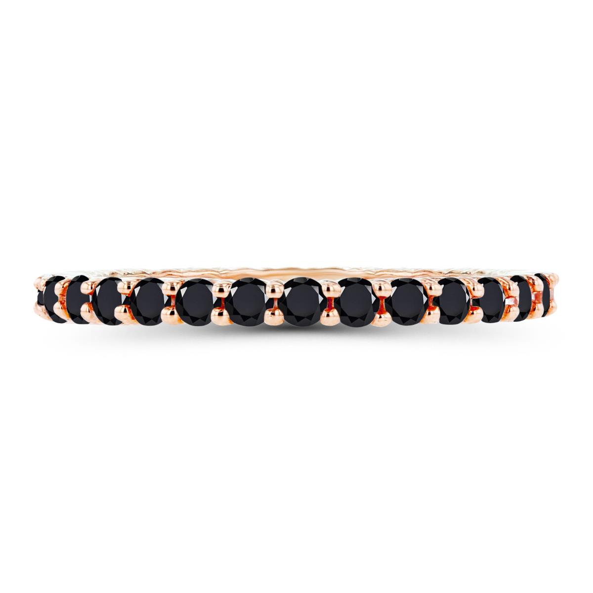 14K Rose Gold 2mm Round Onyx Micropave Eternity Ring