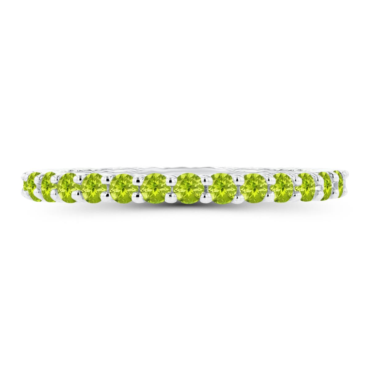 14K White Gold 2mm Round Peridot Micropave Eternity Ring