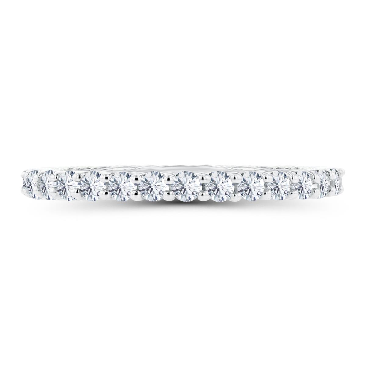 14K White Gold 2mm Round Created White Sapphire Micropave Eternity Ring