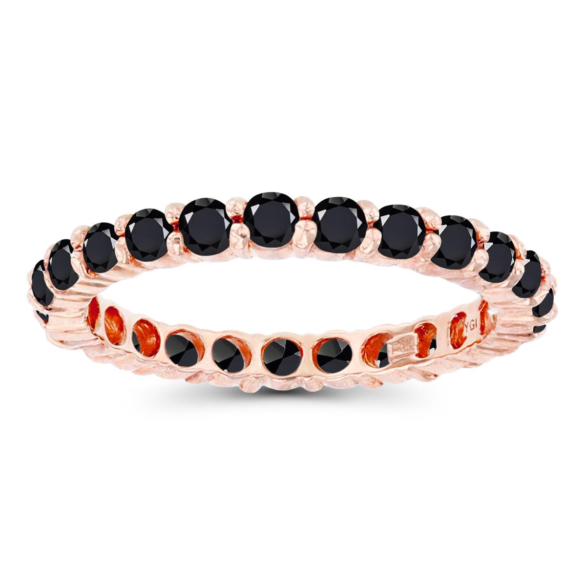 14K Rose Gold 2.5mm Round Onyx Micropave Eternity Ring