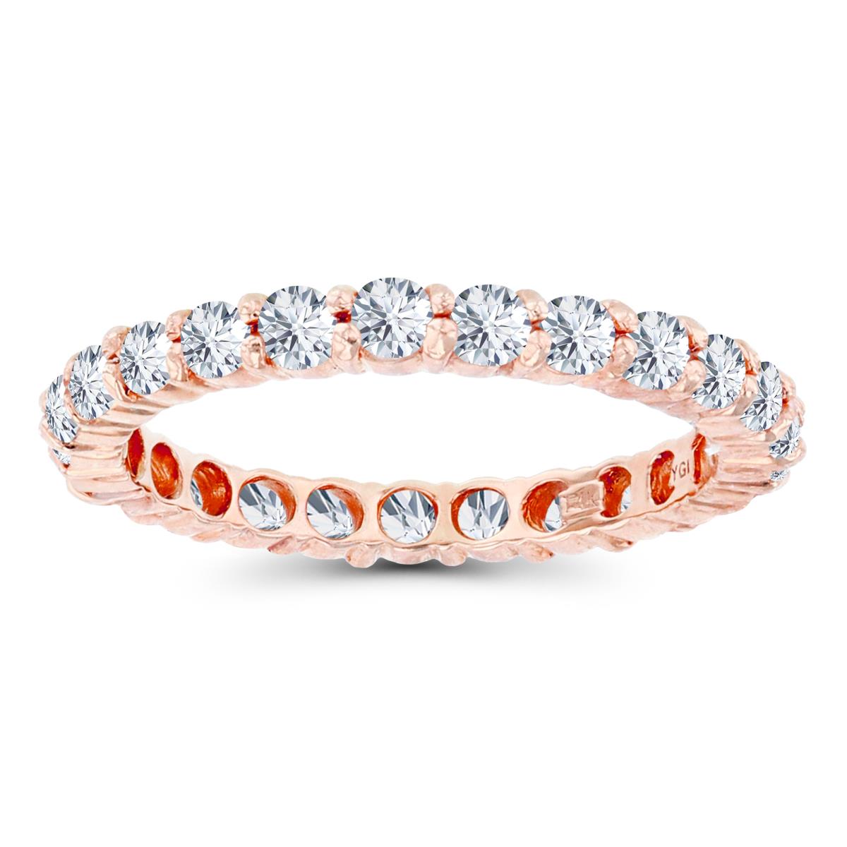 14K Rose Gold 2.5mm Round Created White Sapphire Micropave Eternity Ring