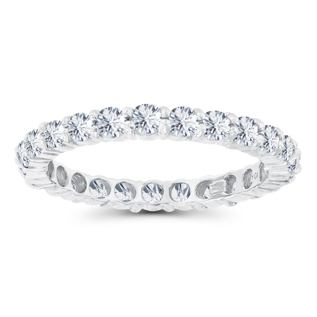 14K White Gold 2.5mm Round Created White Sapphire Micropave Eternity Ring