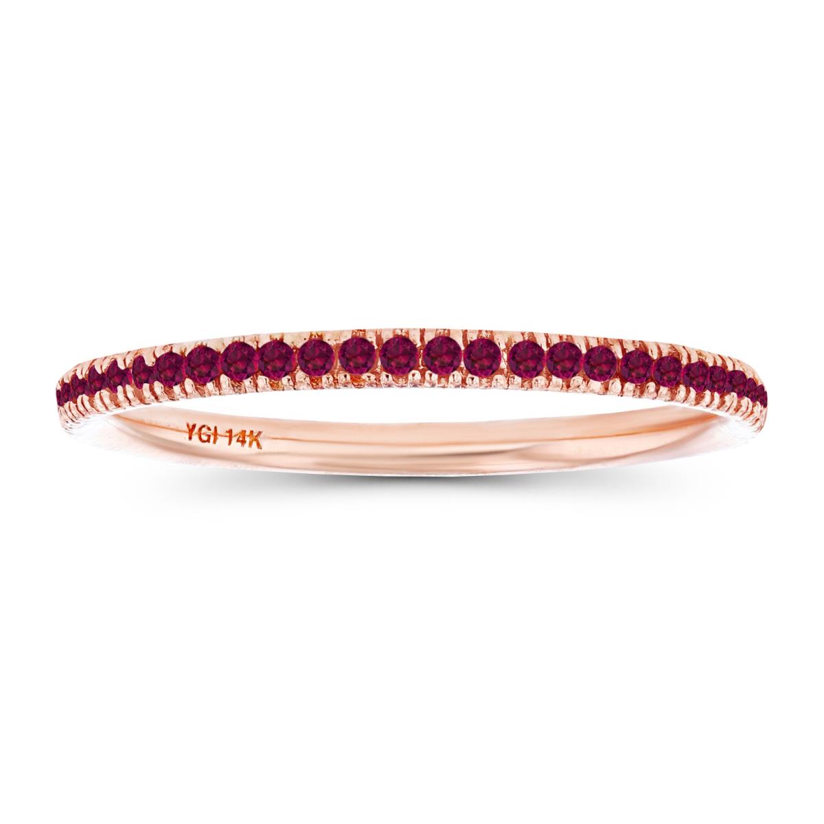 14K Rose Gold 1mm Round Created Ruby Eternity Ring