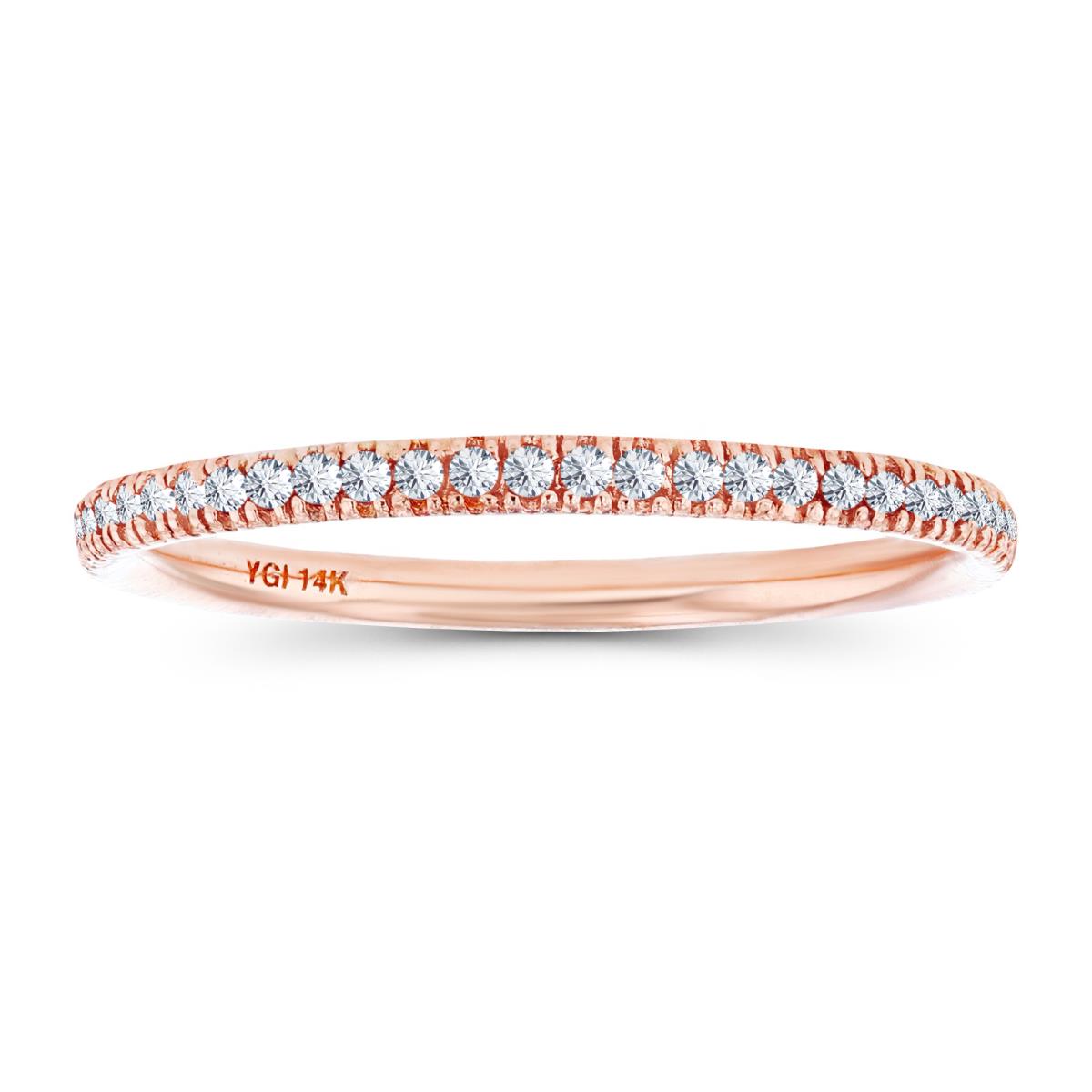 14K Rose Gold 1mm Round Created White Sapphire Eternity Ring