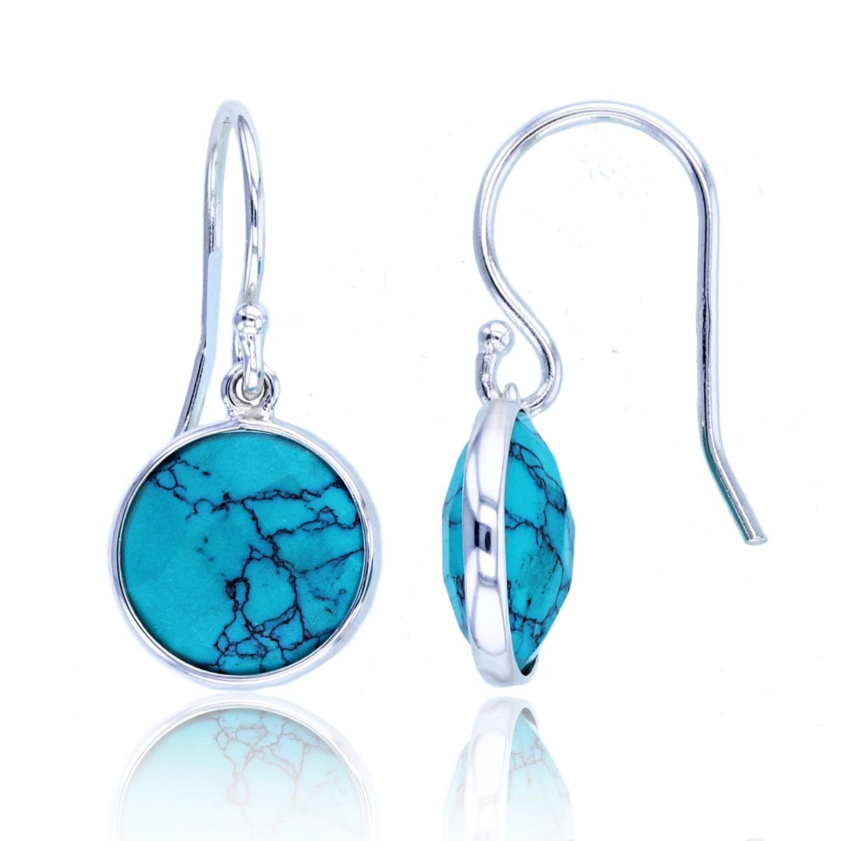 Sterling Silver Pressed Turquoise FishHook Earring