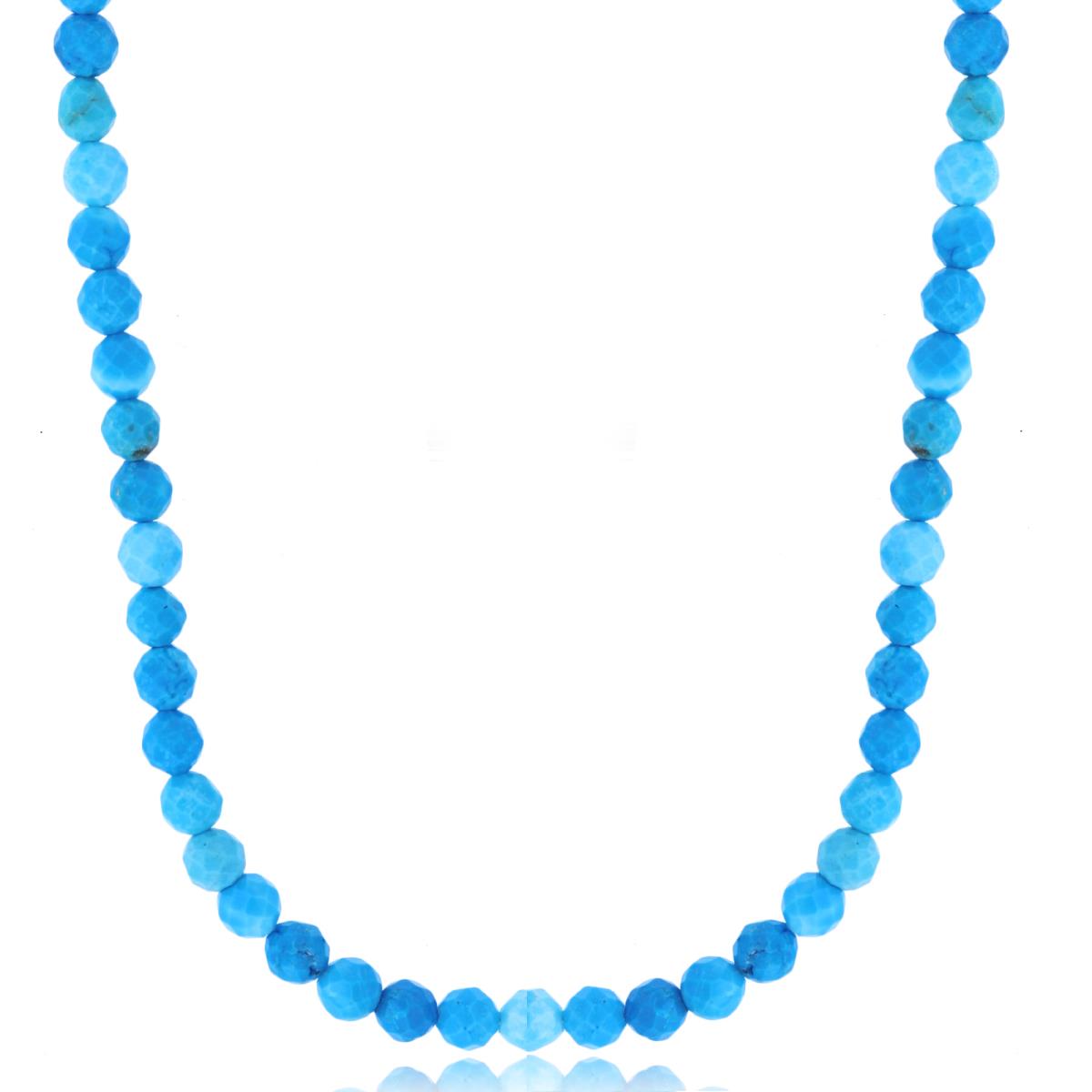 Sterling Silver Rhodium 3mm Rondelle Turquoise Beaded 48" Necklace