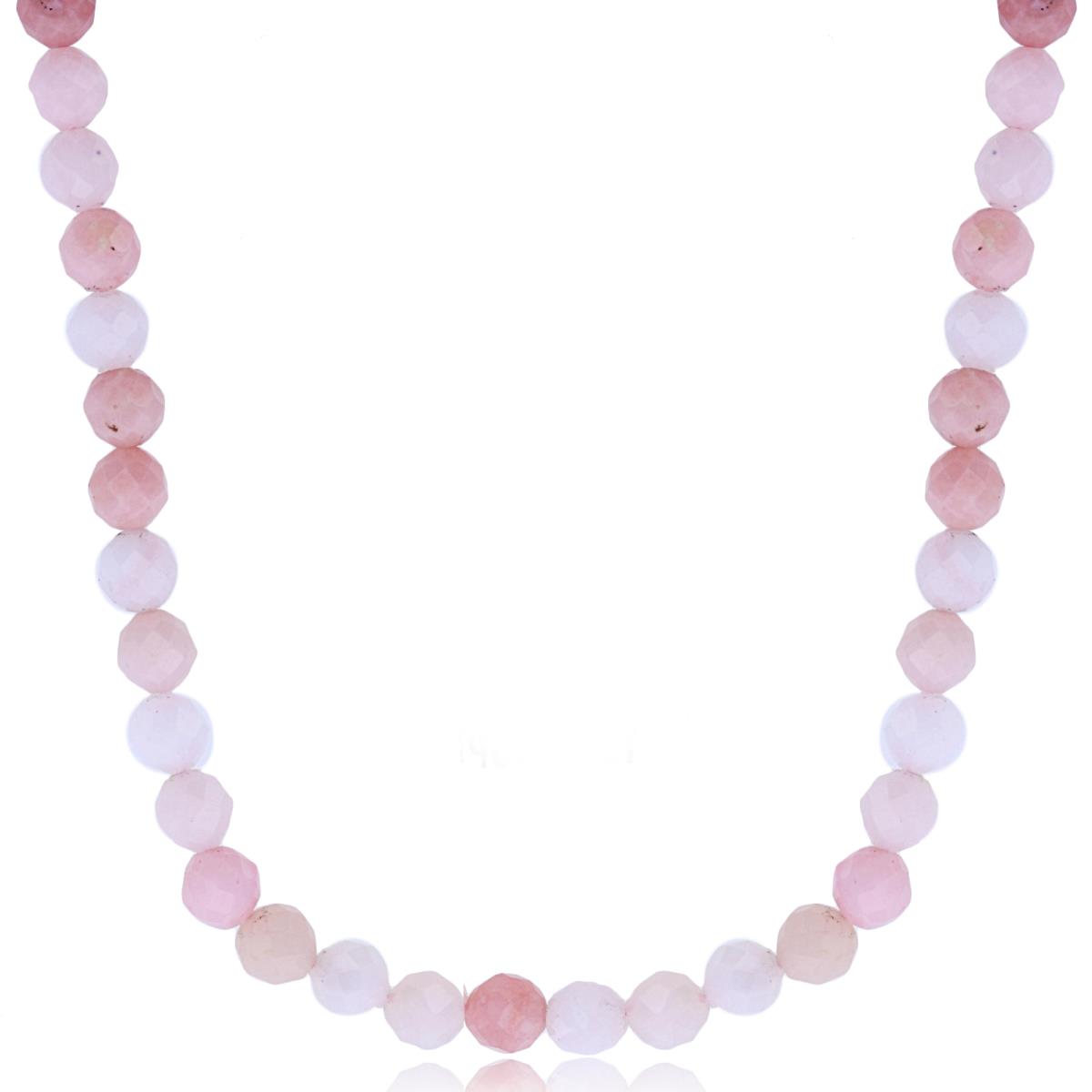 Sterling Silver Rhodium 4mm Rondelle Pink Opal Beaded 48" Necklace