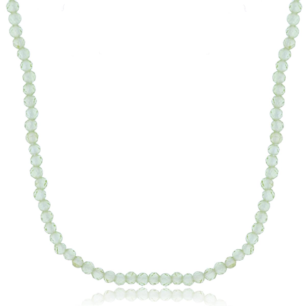Sterling Silver Rhodium 2mm Rondelle Peridot Beaded 48" Necklace