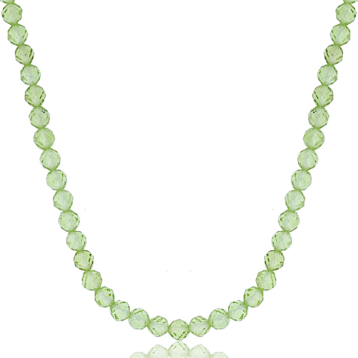 Sterling Silver Rhodium 3mm Rondelle Peridot Beaded 48" Necklace