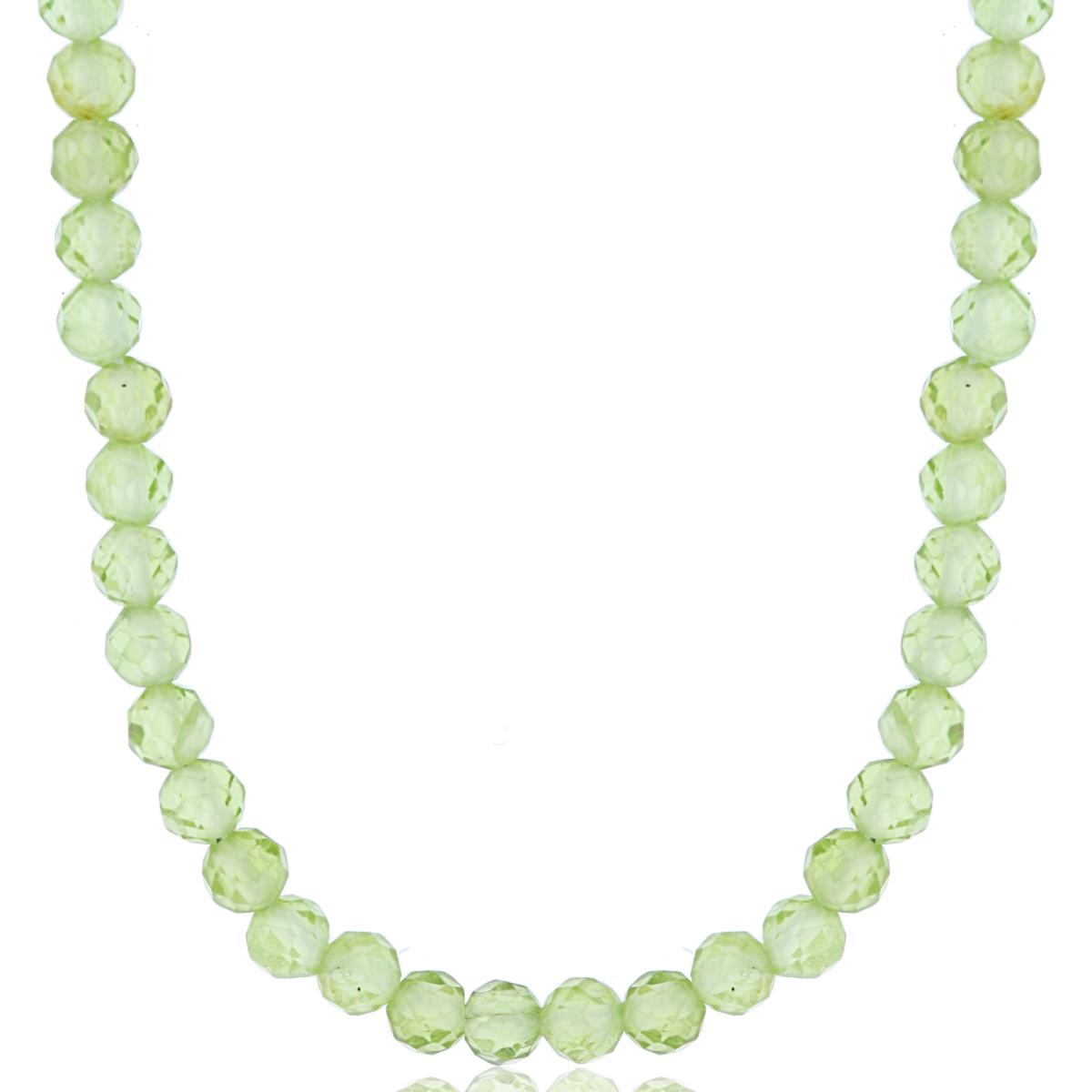 Sterling Silver Rhodium 4mm Rondelle Peridot Beaded 48" Necklace