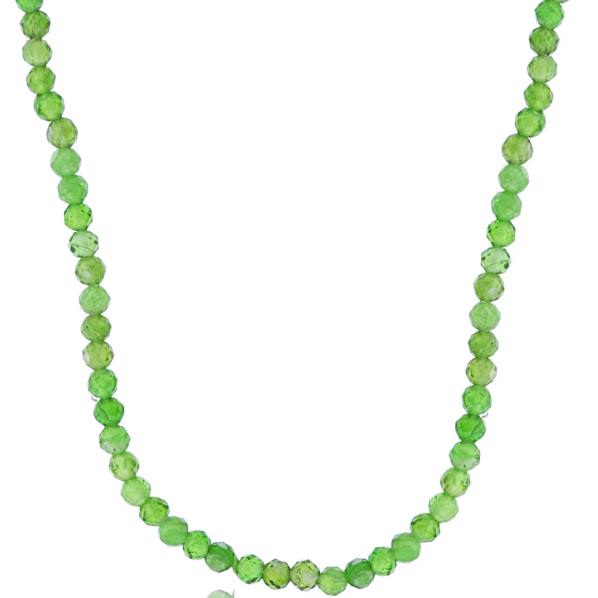 Sterling Silver Rhodium 2mm Rondelle Chrome Diopside Beaded 48" Necklace