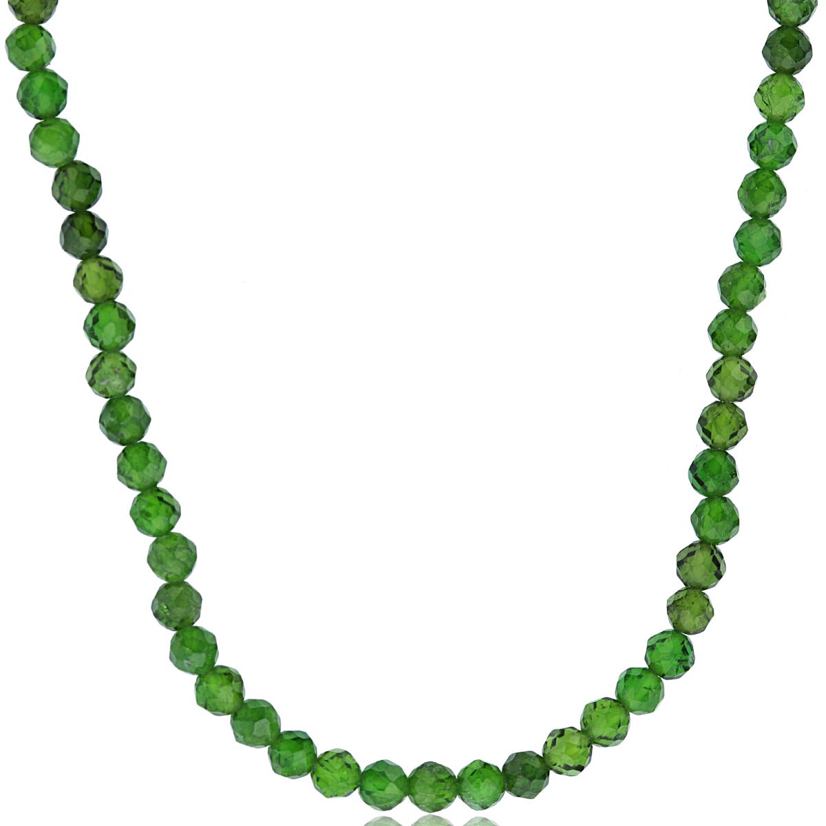 Sterling Silver Rhodium 4mm Rondelle Chrome Diopside Beaded 48" Necklace