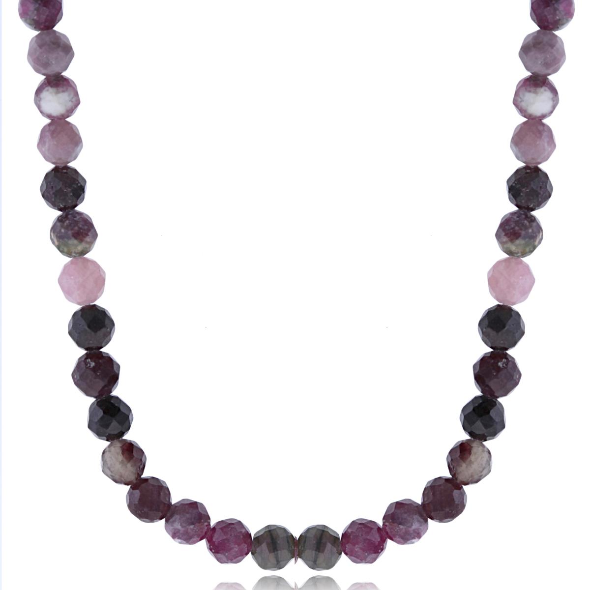 Sterling Silver Rhodium 4mm Rondelle Tourmaline Beaded 48" Necklace