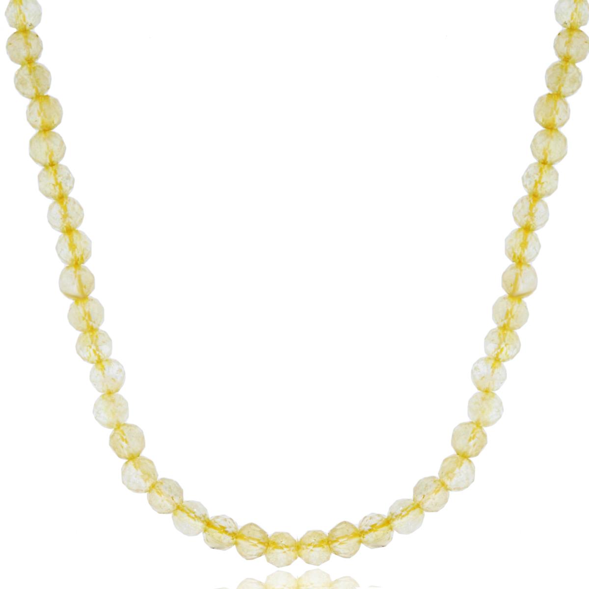 Sterling Silver Rhodium 3mm Rondelle Citrine Beaded 20" Necklace