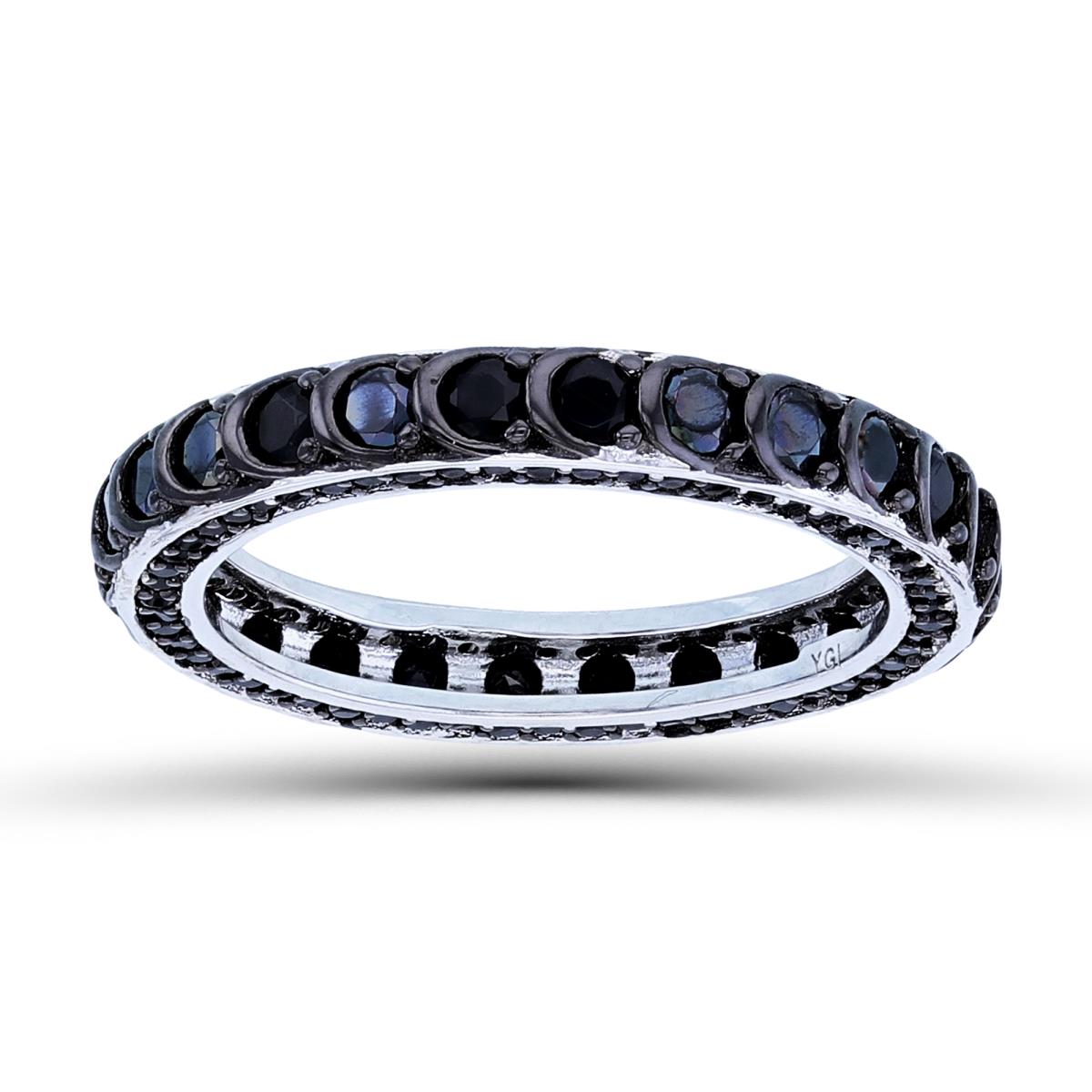 Sterling Silver Two-Tone 2.25mm Rnd Black Spinel Eternity Band