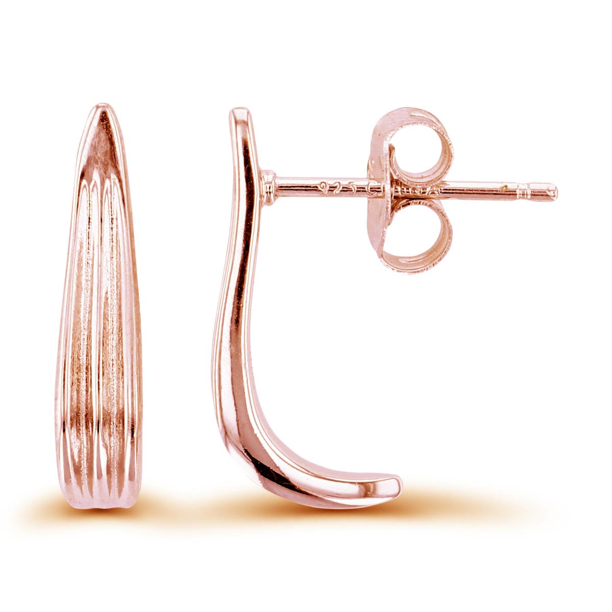Sterling Silver+1Micron Rose Gold Polished & Textured J-Earrings