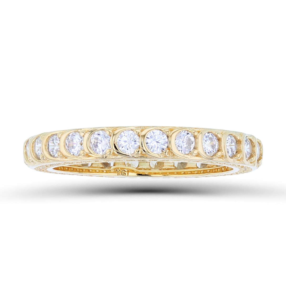 Sterling Silver +1Micron Yellow Gold 2.25mm Rnd White CZ Eternity Band