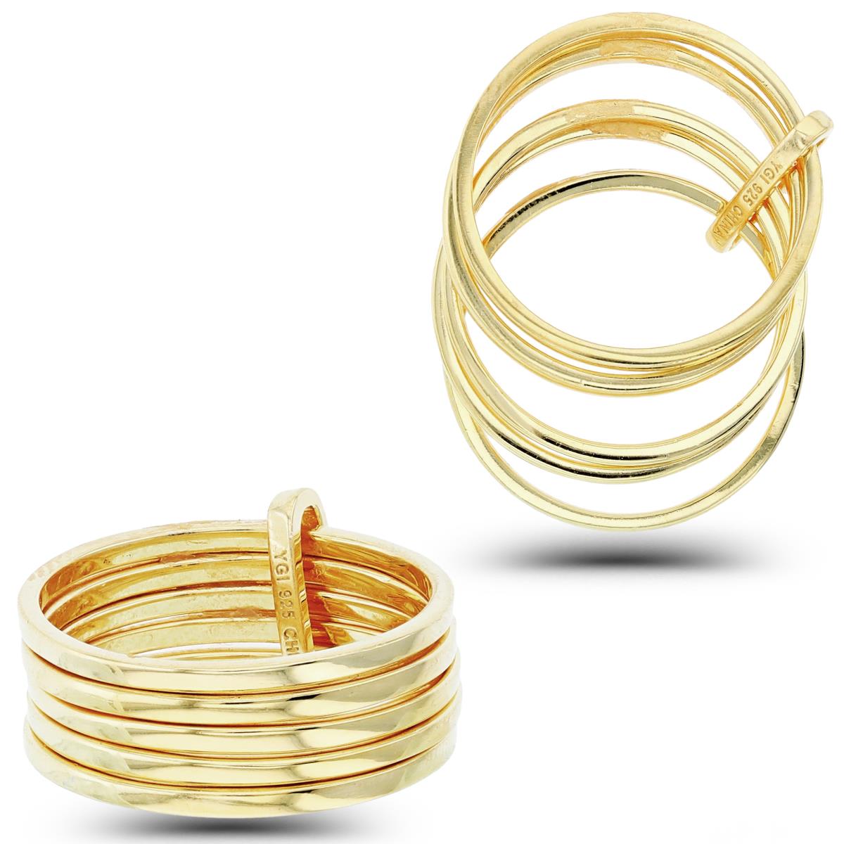 Sterling Silver +1Micron Yellow Gold High Polish Bunch of Tubing Bands 