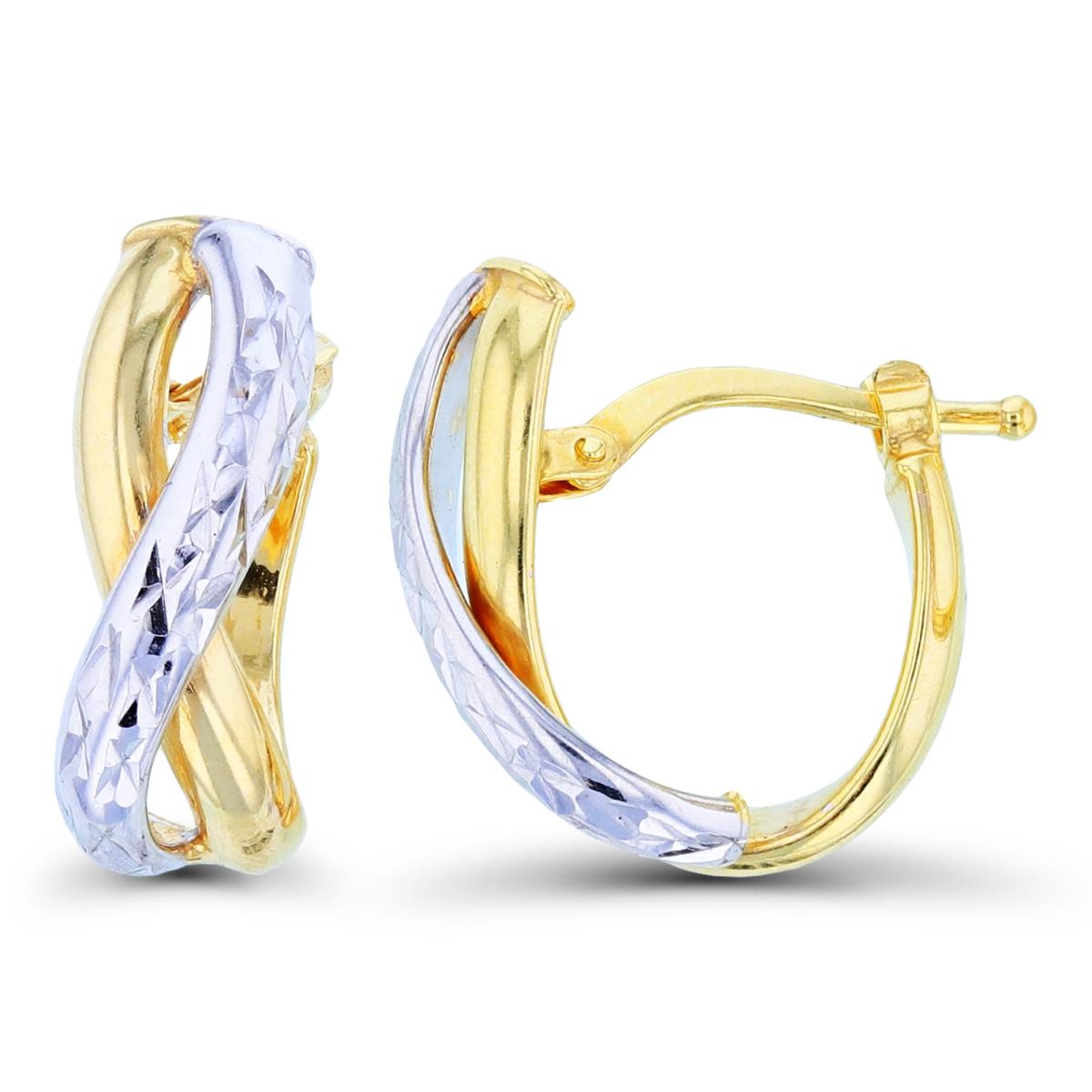 10K Two-Tone Gold 16x6mm Polished & DC Infinity Hoop Earring