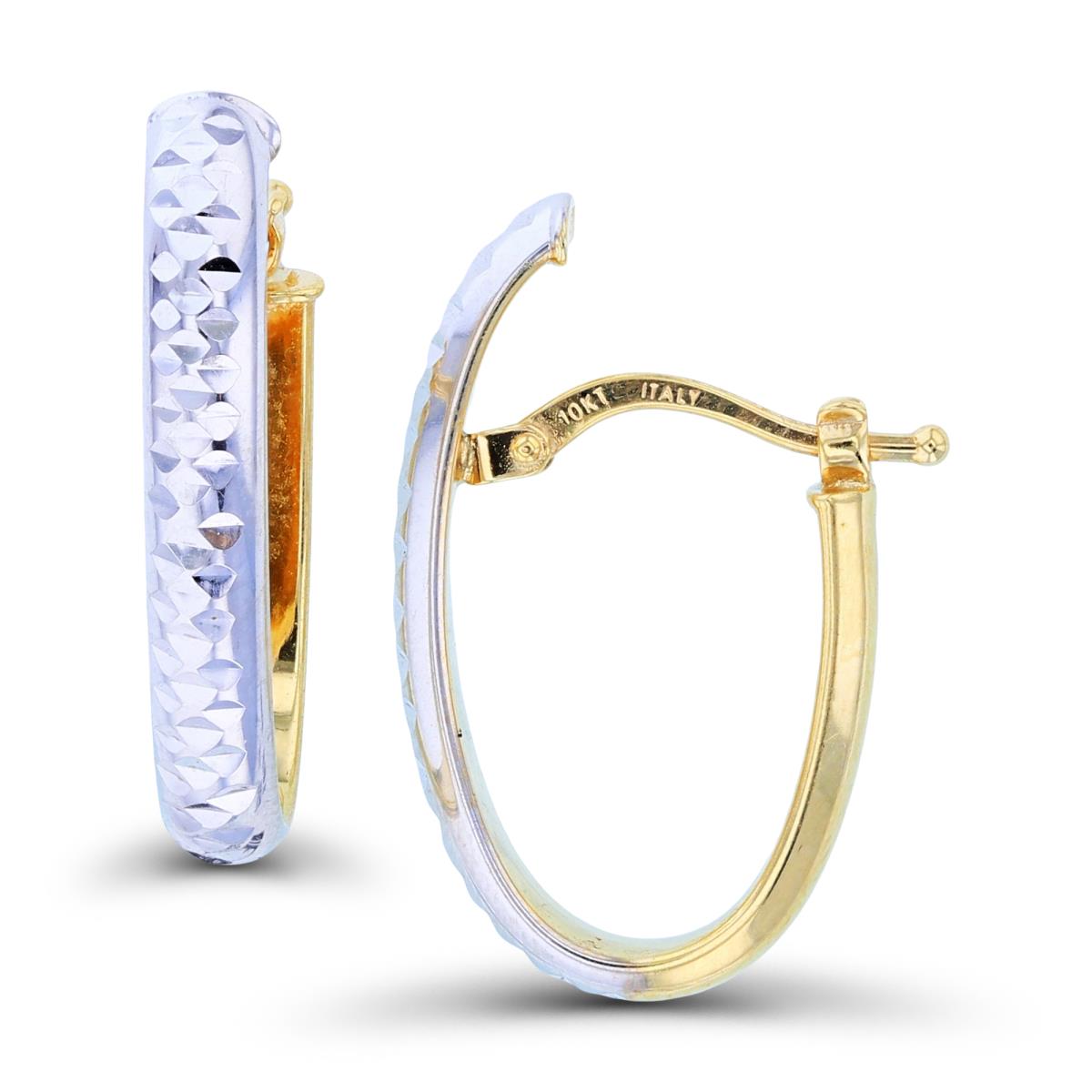 10K Two-Tone Gold 24x4mm Diamond Cut Hoop Earring