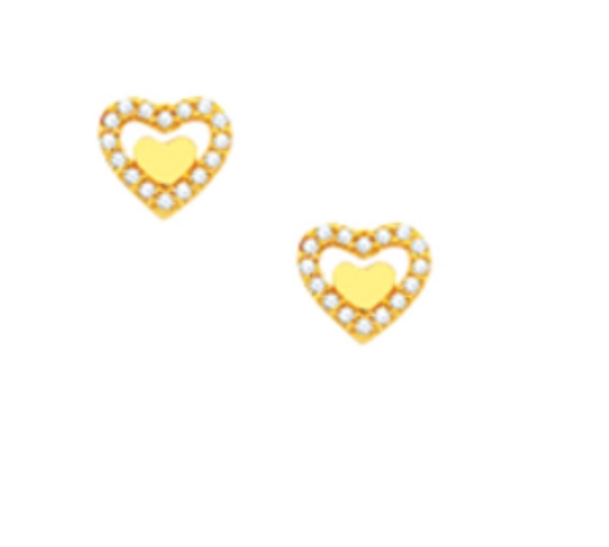 10K Yellow Gold Heart Stud Earring with No Back