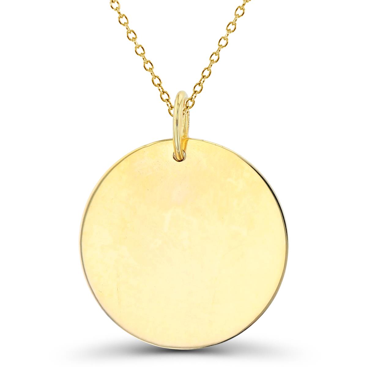 14K Yellow Gold Engravable Circle Coin 18" Necklace