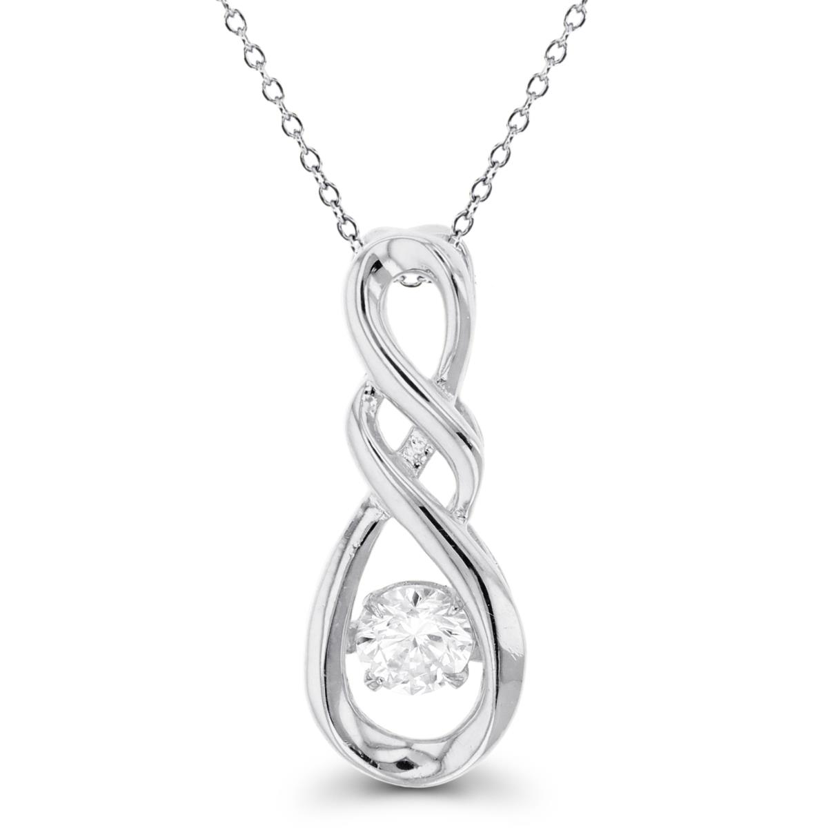 Sterling Silver Rhodium 5mm Rnd White CZ Dancing in Vertical Infinity 18"Necklace
