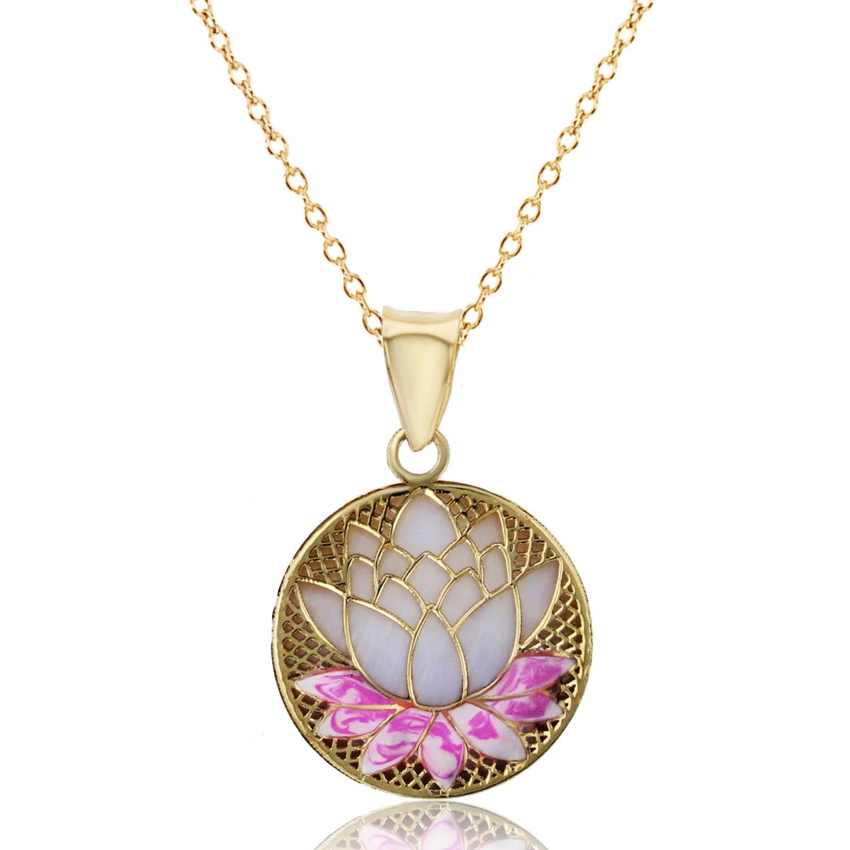 10K Yellow Gold Lily Flower 18" 020 Rolo Necklace