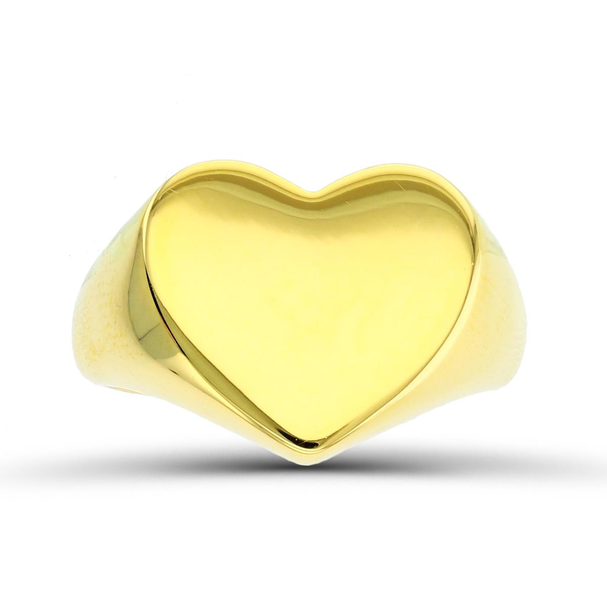 Sterling Silver+1Micron Yellow Gold High Polish  Signet 13.5x15mm Heart Ring 