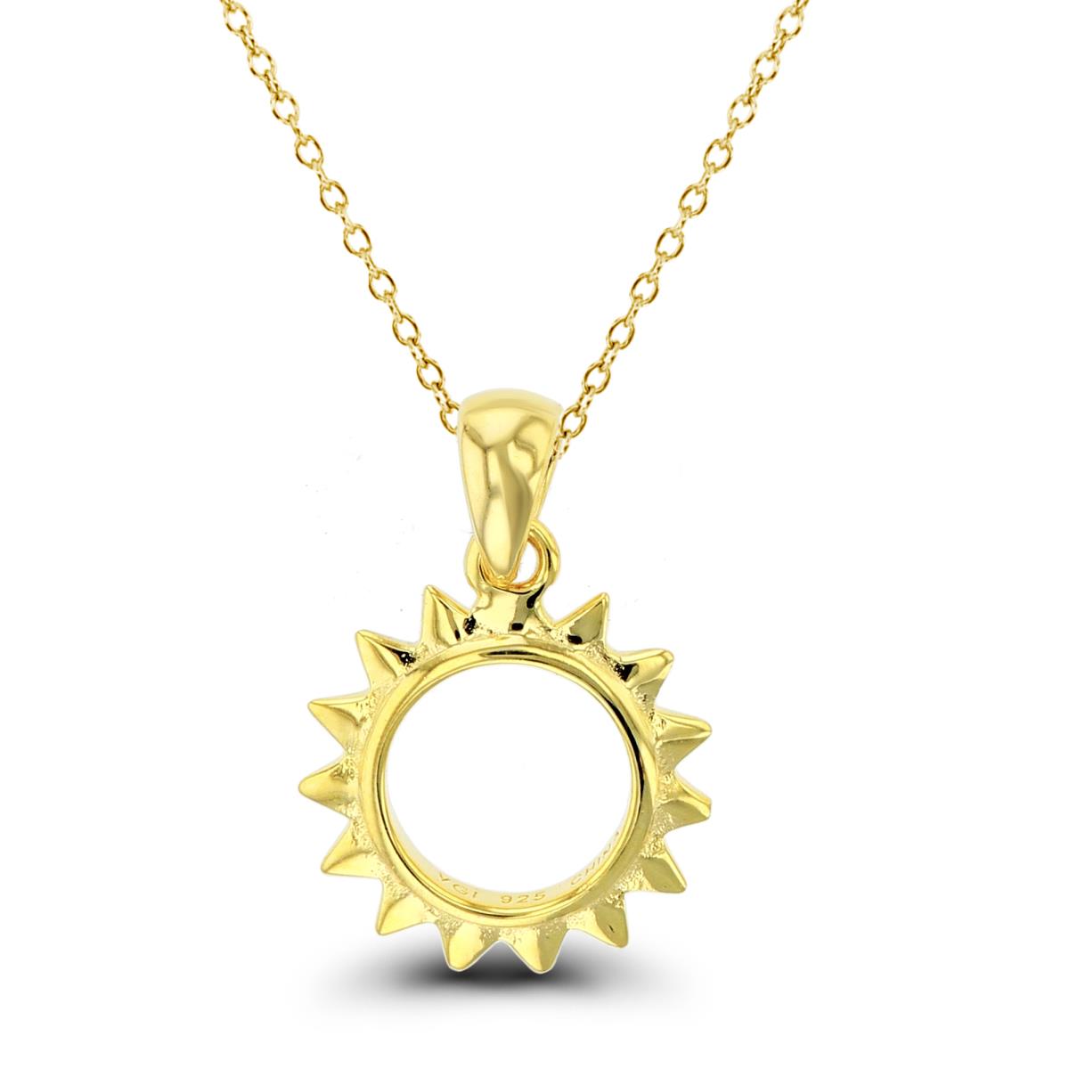 Sterling Silver+1Micron Yellow Gold High Polish Sun 18"Necklace