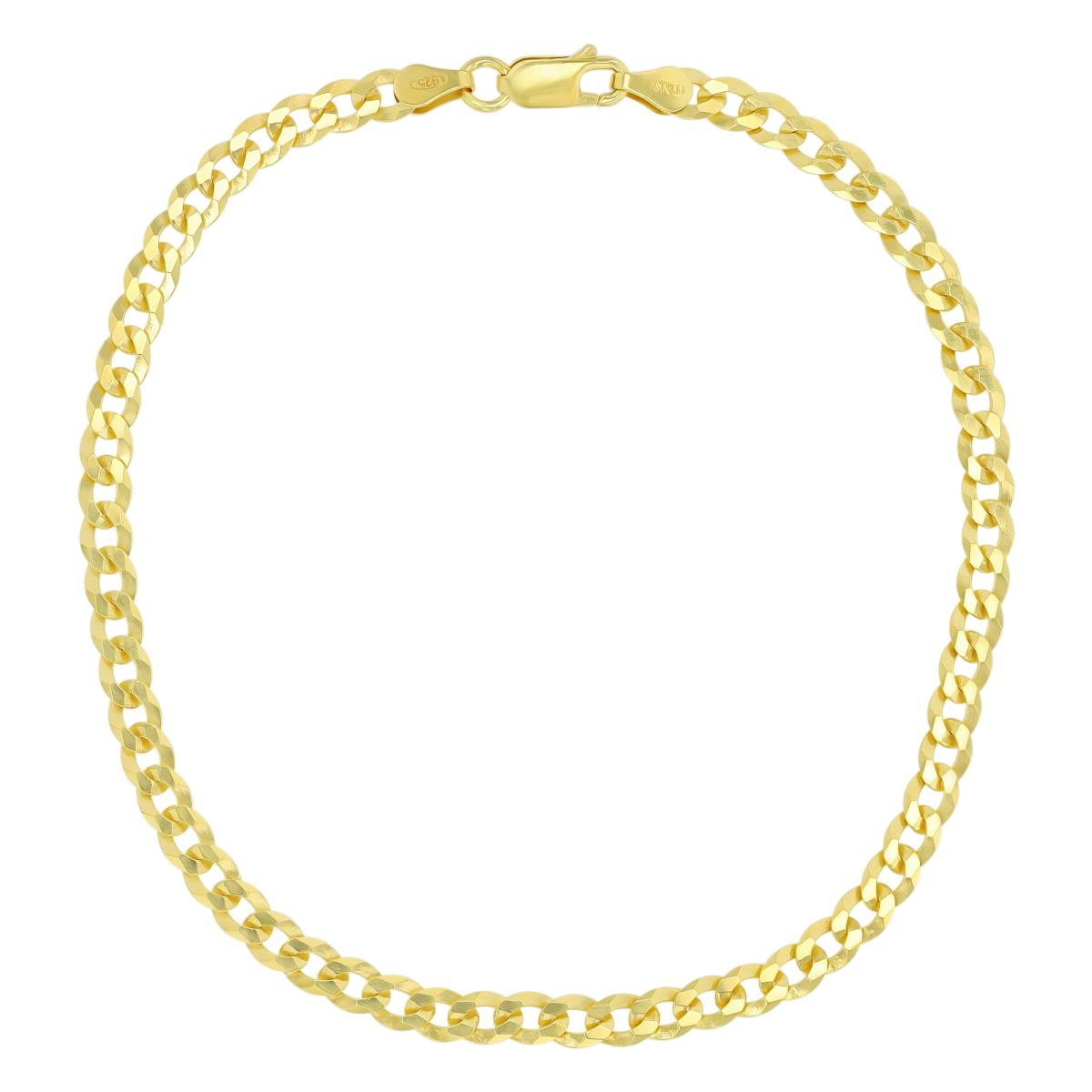 Sterling Silver Yellow 4.5mm 120 Flat Curb 10"Chain Bracelet