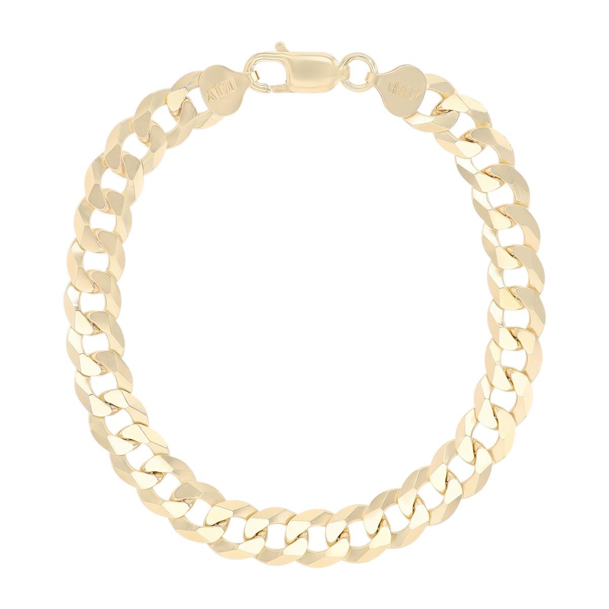 Sterling Silver Yellow 8.7mm 250 Flat Curb 8.5"Chain Bracelet