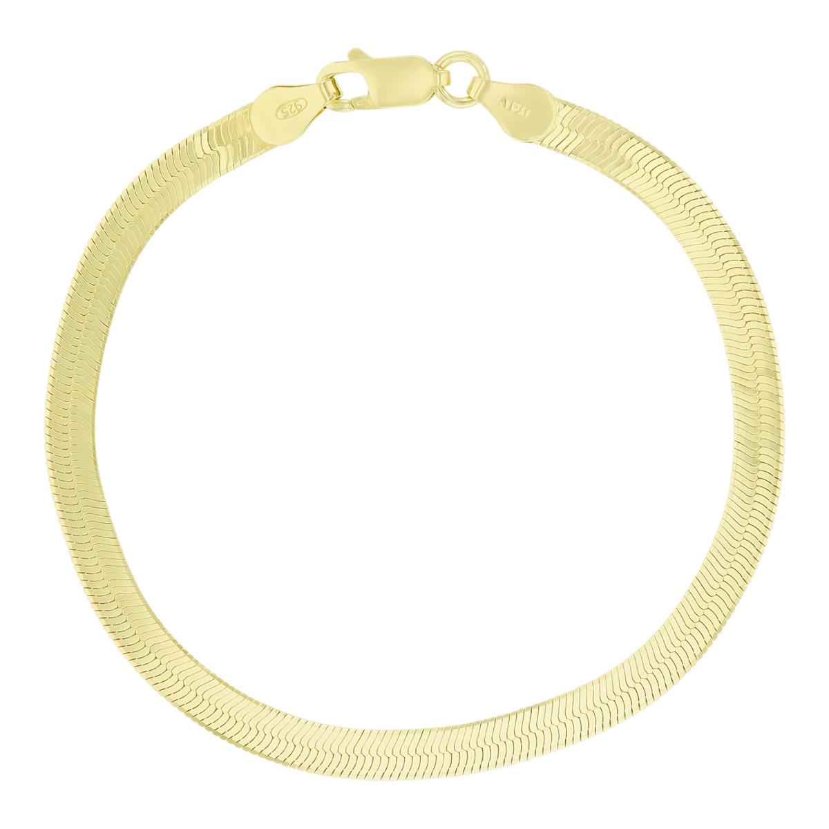 Sterling Silver Yellow 4.5mm 050 Herringbone 7.25" Chain Bracelet