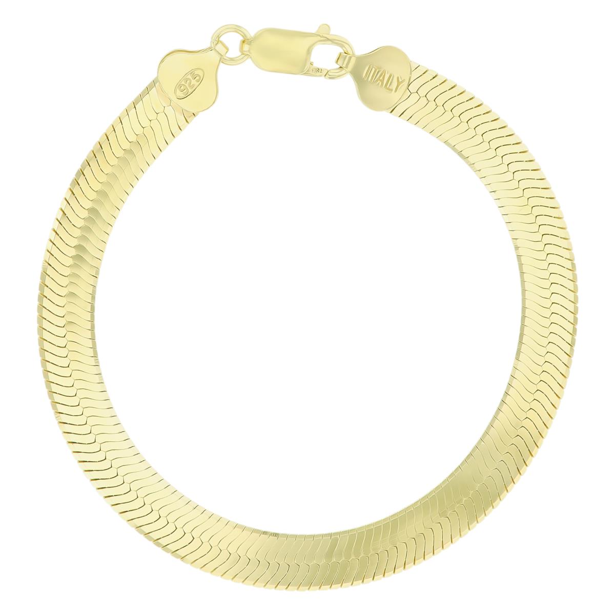 Sterling Silver Yellow 7.00mm 080 Herringbone 7.25" Chain Bracelet